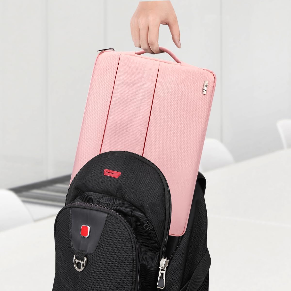 Voova Laptop Sleeve Carrying Case 13 13.6 Inch Compatible with MacBook Air 13 M1/M2/M3/M4, MacBook Pro 13/14, IPad Pro 13, Waterproof Slim Computer Cover Bag, Sakura Pink
