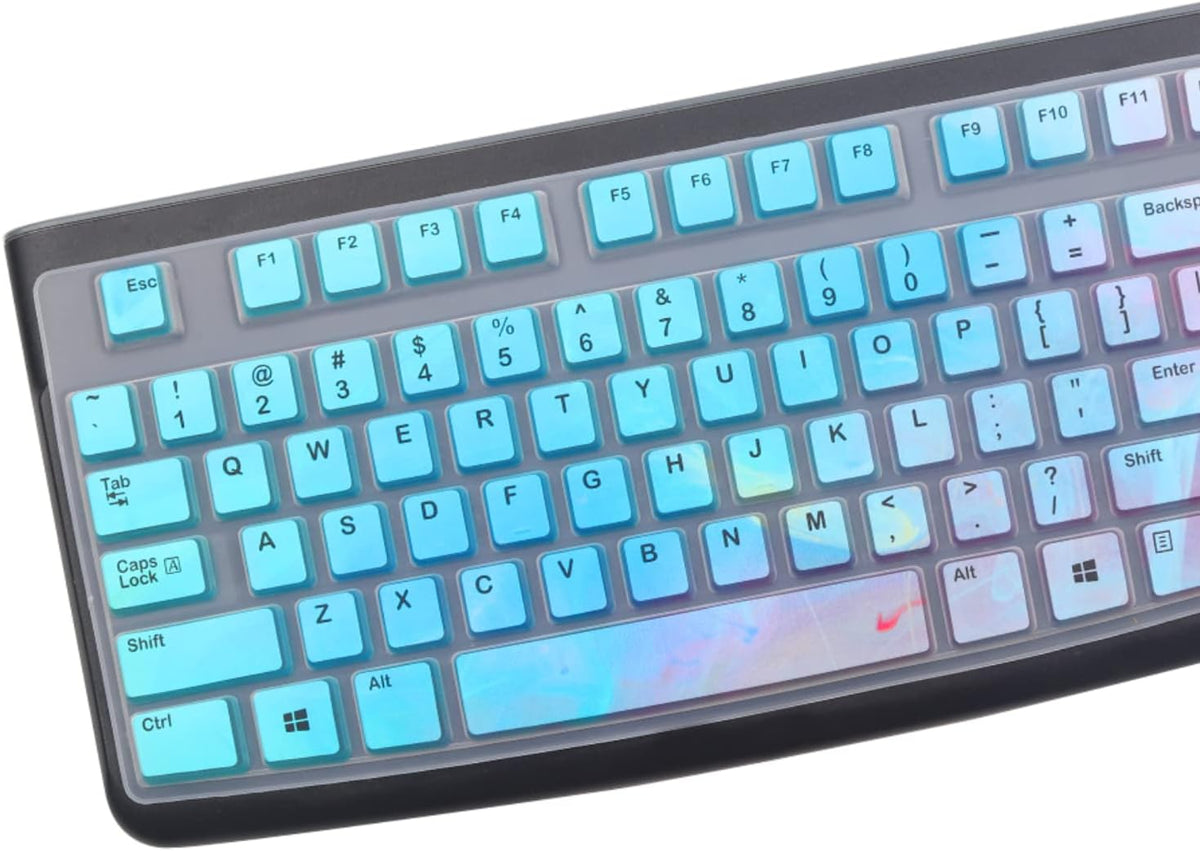 Silicone Keyboard Cover for Logitech K120 & MK120 Ergonomic Desktop USB Wired Keyboard, Logitech K120 & MK120 Keyboard Protective Skin US Layout (NOT Fit Other Model)-Colorful