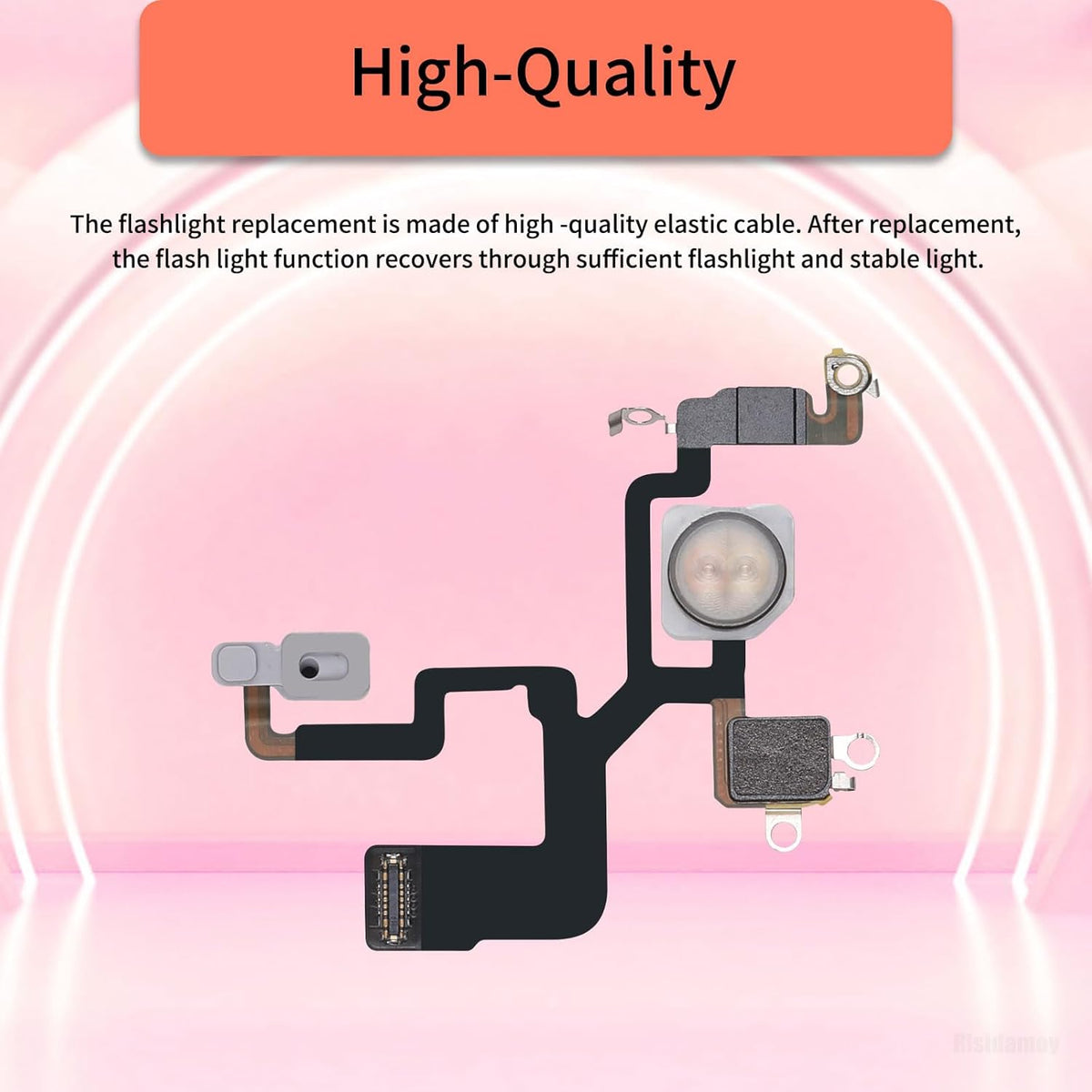 Flash Light Flex Cable Replacement for iPhone 12 Pro Max, Repair Part for Flashlight with Pre-Installed Metal Bracket