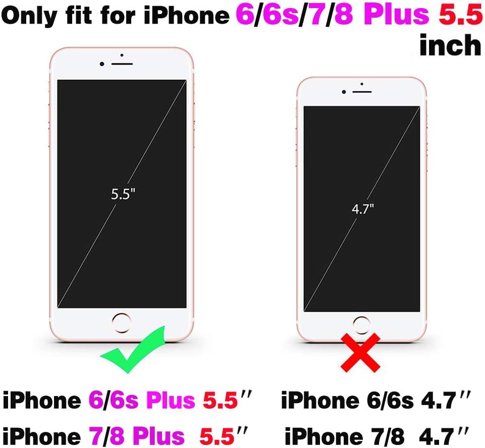 Asuwish iPhone 6/6s/7/8 Plus Case with Tempered Glass Protector & Kickstand - Blue for Men & Women.