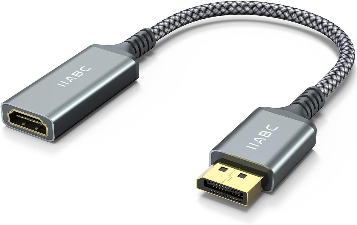 IIABC 4K DisplayPort to HDMI Adapter Cable, Gold-Plated Uni-Directional Display Port DP to HDMI Screen Converter (Male