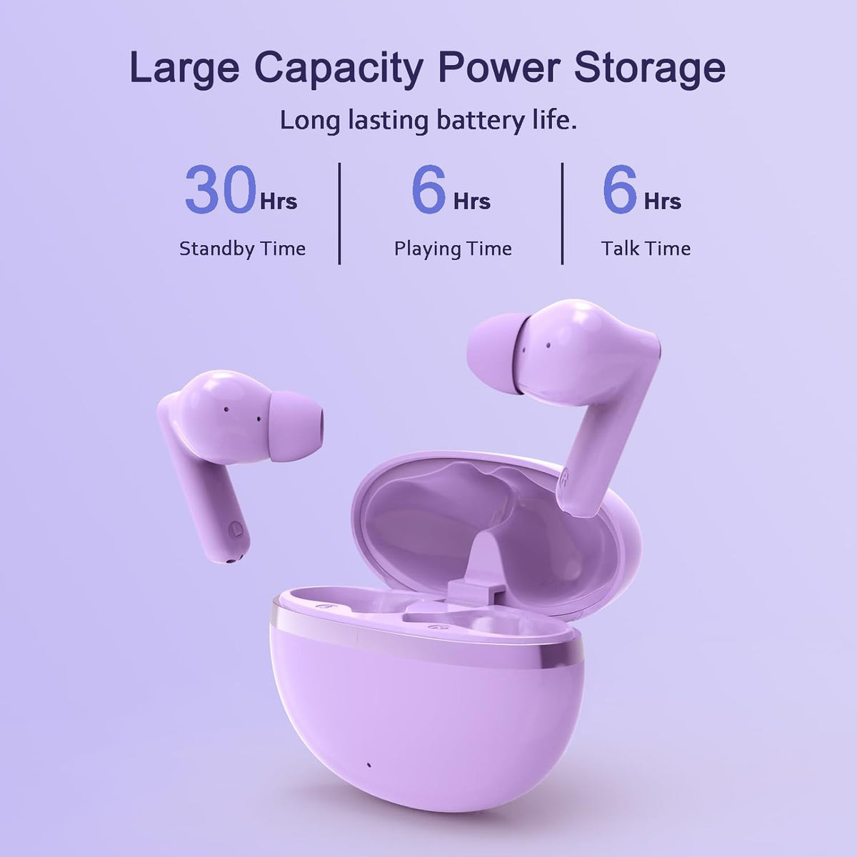 Wireless Earbuds, True Wireless Bluetooth 5.3 Earbuds with Charging Case, Stereo Headphones for iPhone/Android (Purple)