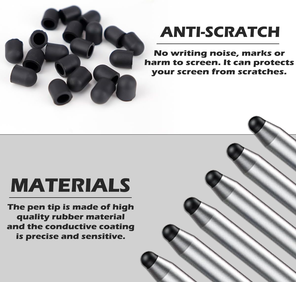 20Pcs Replacement Tips Silicone Rubber Touch Screen Pens Tips for Touch Pen (8 * 10mm)