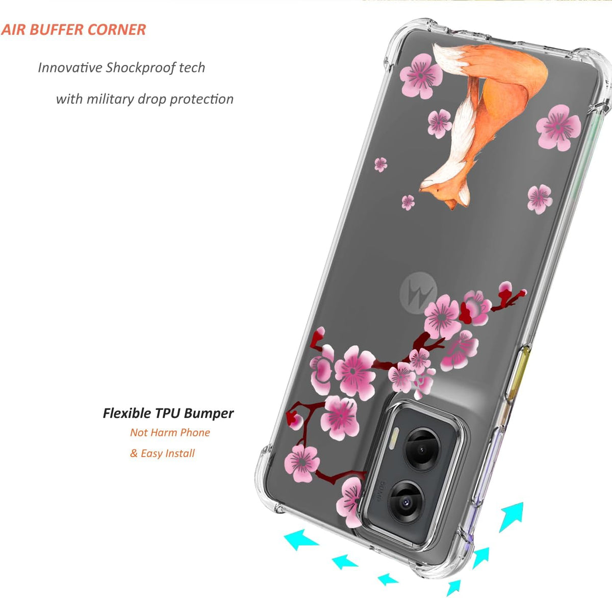 for Motorola Moto G Stylus 5G 2024 Case, Clear Cute Flowers Design for Girls, Slim Soft TPU Bumper Shockproof Cover