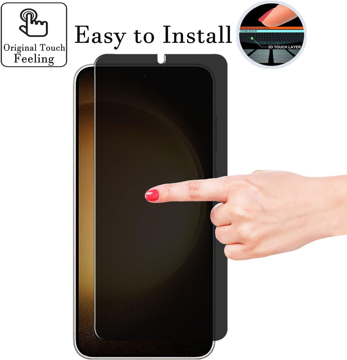 [2+2 Pack Samsung Galaxy S24 Plus Privacy Screen Protector and Camera Lens Protector, Premium Tempered Glass, No Bubbles