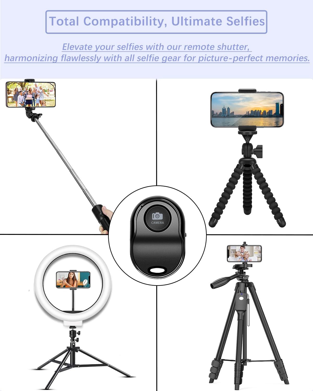 Wireless Remote for iPhone Camera, Bluetooth Remote Capture for Perfect Moments Hands-Free, Works with Smartphones and