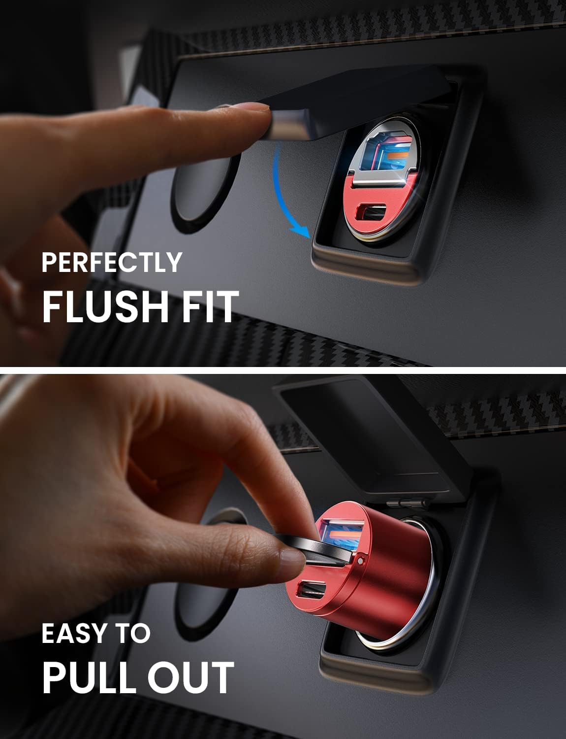 AINOPE USB C Car Charger Adapter 60W, Fast Charging for iPhone, PD 30W & QC 30W USB Car Charger, All Metal Design