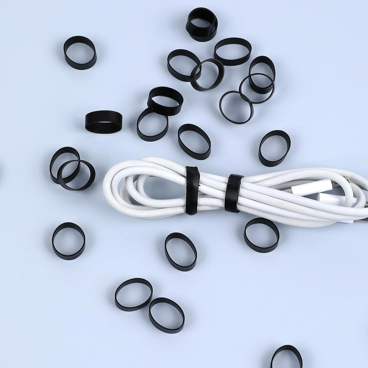 200 Pieces 0.5 Inch Small Elastic Silicone Rubber Bands, Strong Black Rubberbands for Wire and Cable Wrapping