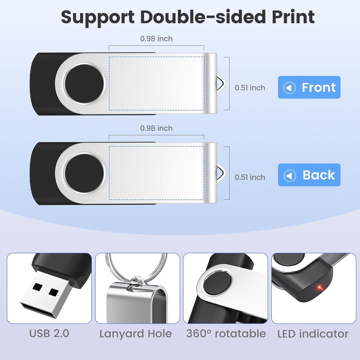 ABLAZE Personalized USB 128GB Flash Drive 10 Pack, USB 2.0 Custom Thumb Drives Personalized Pendrive Memory Stick (Mixcolors)