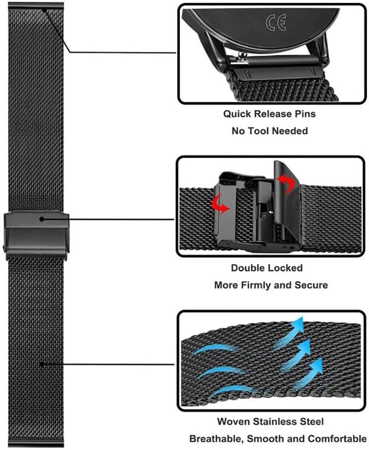 FitTurn Wrist Strap for HYSTORM Health Smart Watch 1.43", Replacement Metal WristBand for HYSTORM 1.43" Smartwatch