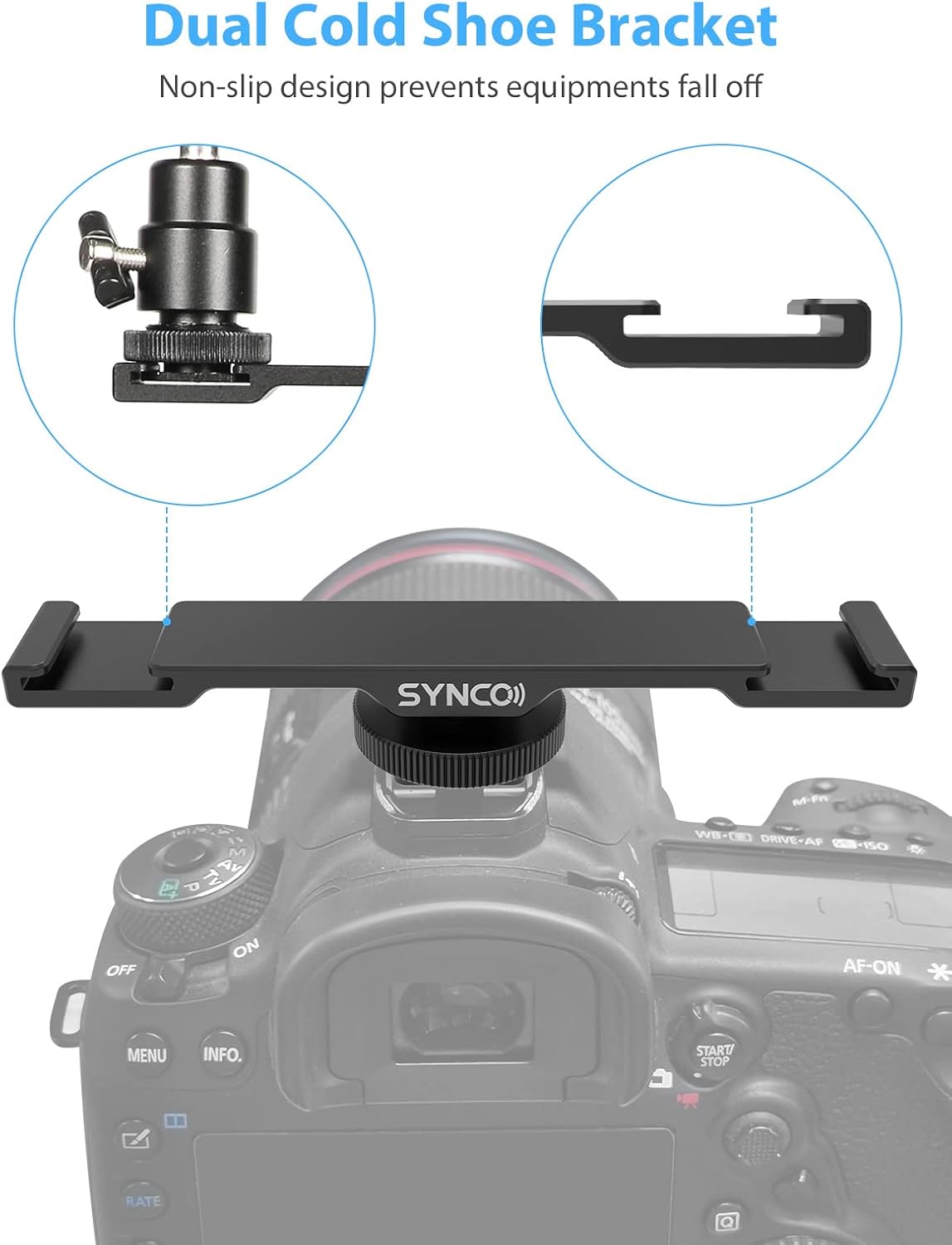 SYNCO SM5 Cold Shoe Base Adapter Mount for Microphone and LED Light
