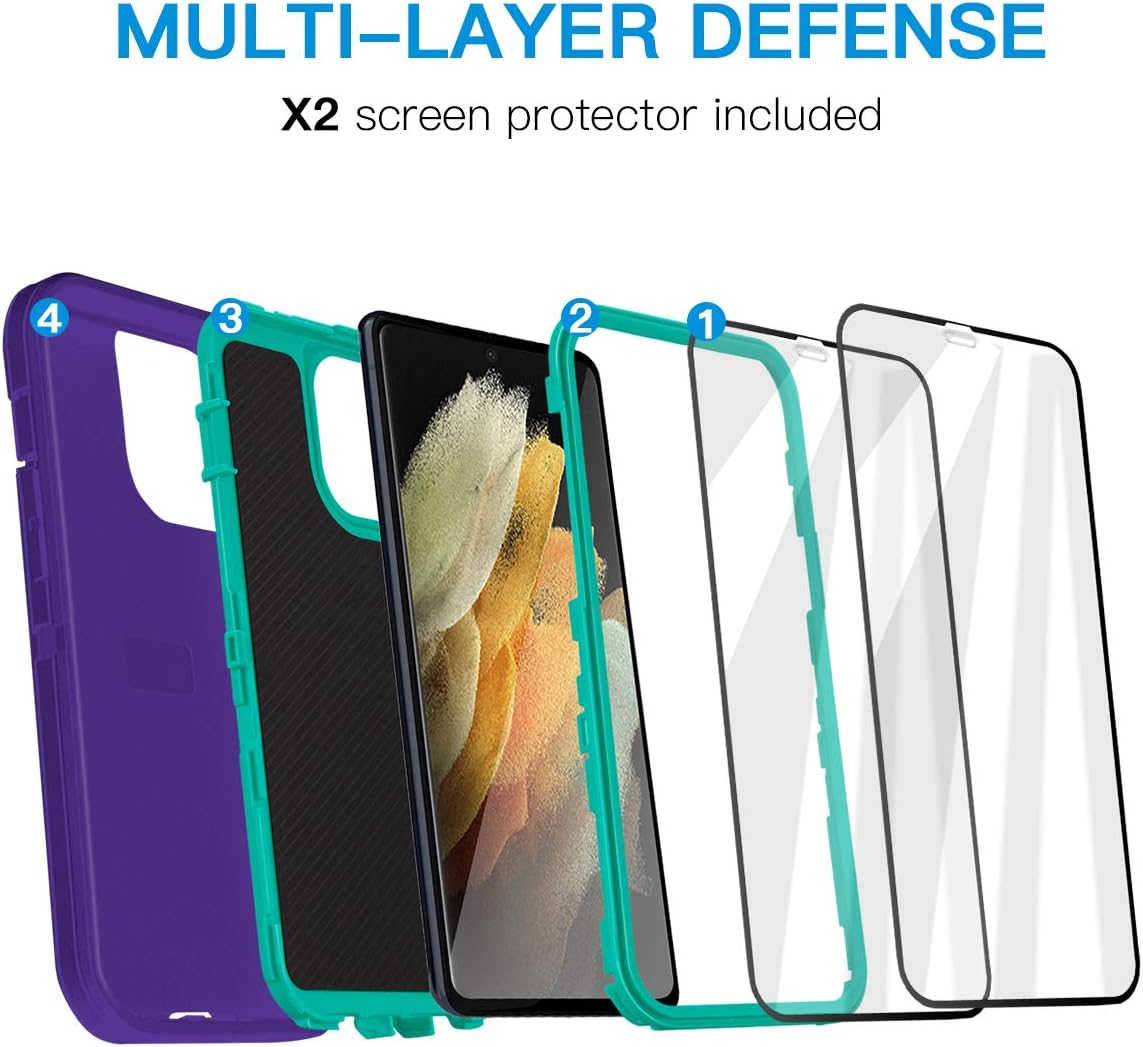 AICase Galaxy S21 Plus Case with Screen Protector, Heavy Duty Drop Protection, Rugged Shockproof/Dust Proof Phone Cover.