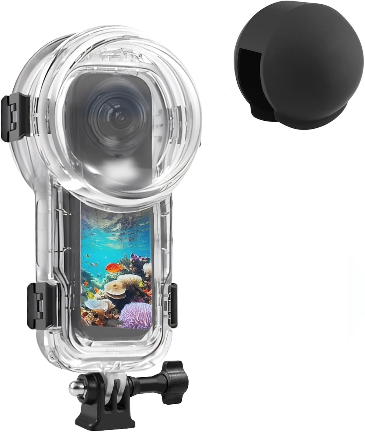 Invisible Dive Case for Insta360 X5, FotStdio Insta 360 X5 Waterproof Case 196ft Underwater Diving Housing Cover with Lens Guard Protective Sealed Shell Photography Housings Action Camera Accessories