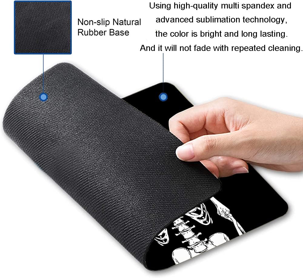 Mouse Pad, Black Human Skeleton Mouse Pad, Personalized Waterproof Mousepad Rectangle Customized Mouse Pads with Designs Non-Slip Rubber Smooth MousePads for Computer Laptop