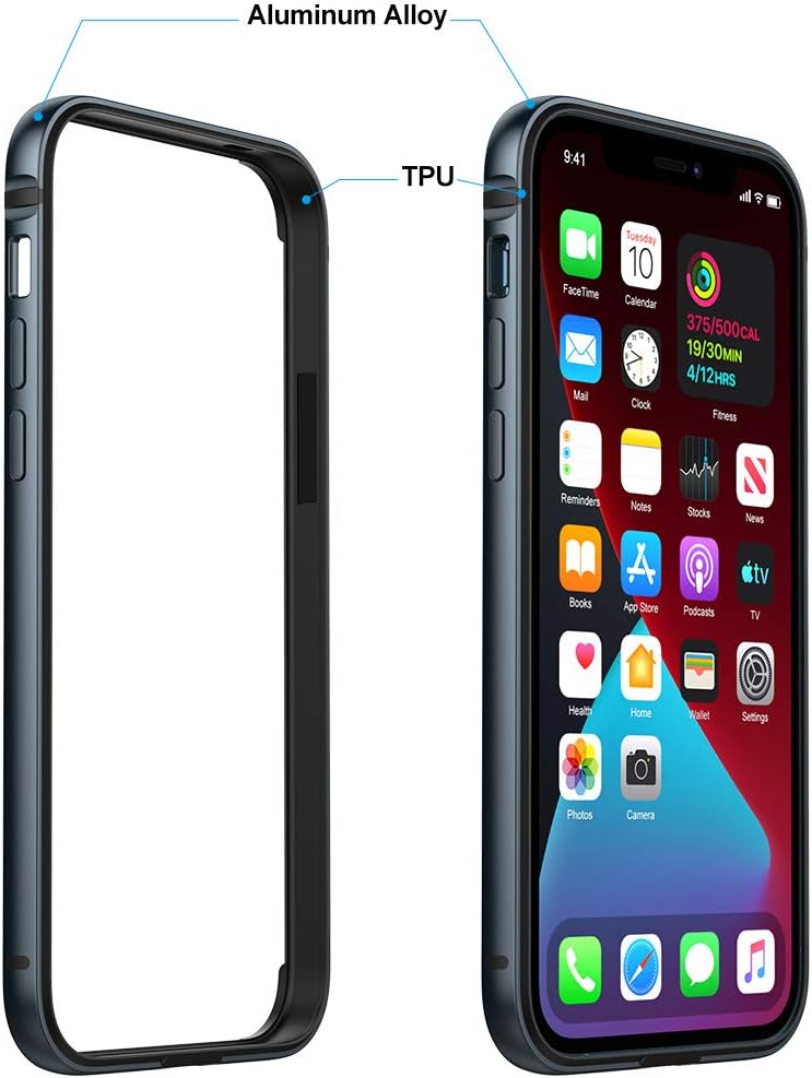 Slim Case for iPhone 12 Pro Max, Dark Navy Blue, Bumper Cover with Soft TPU Inner, Wireless Charging, No Signal
