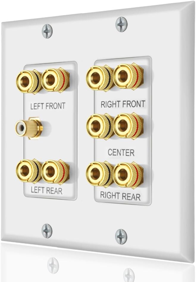 ICESPRING 5.1 10 5 1 Home Theater Surround Sound Distribution Wall Plate Banana Binding Post Coupler for Speakers