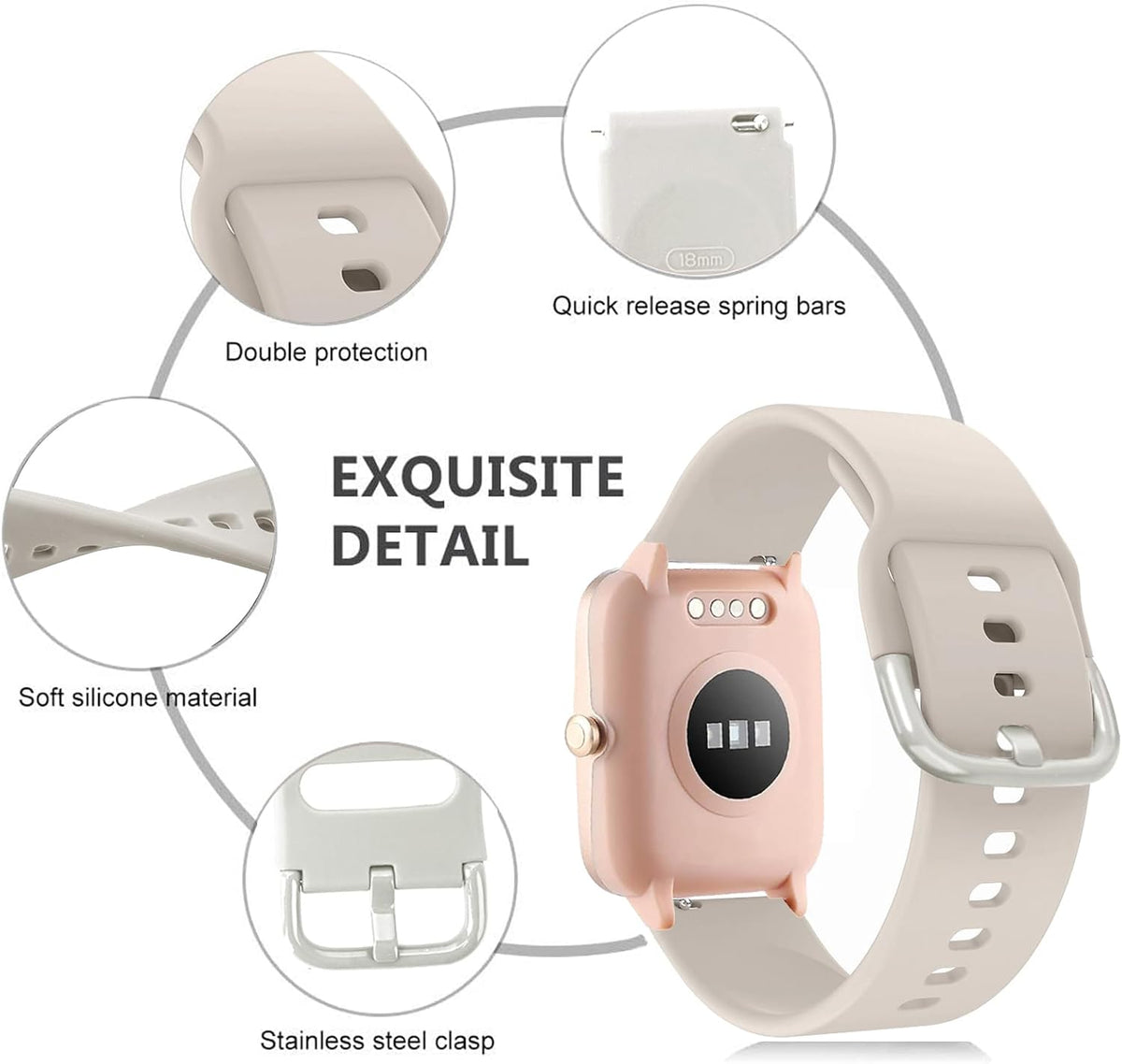 19mm Quick Release Soft Silicone Replacement Band for ID205L Smart Watch, Floral Pattern Printed Band Compatible with
