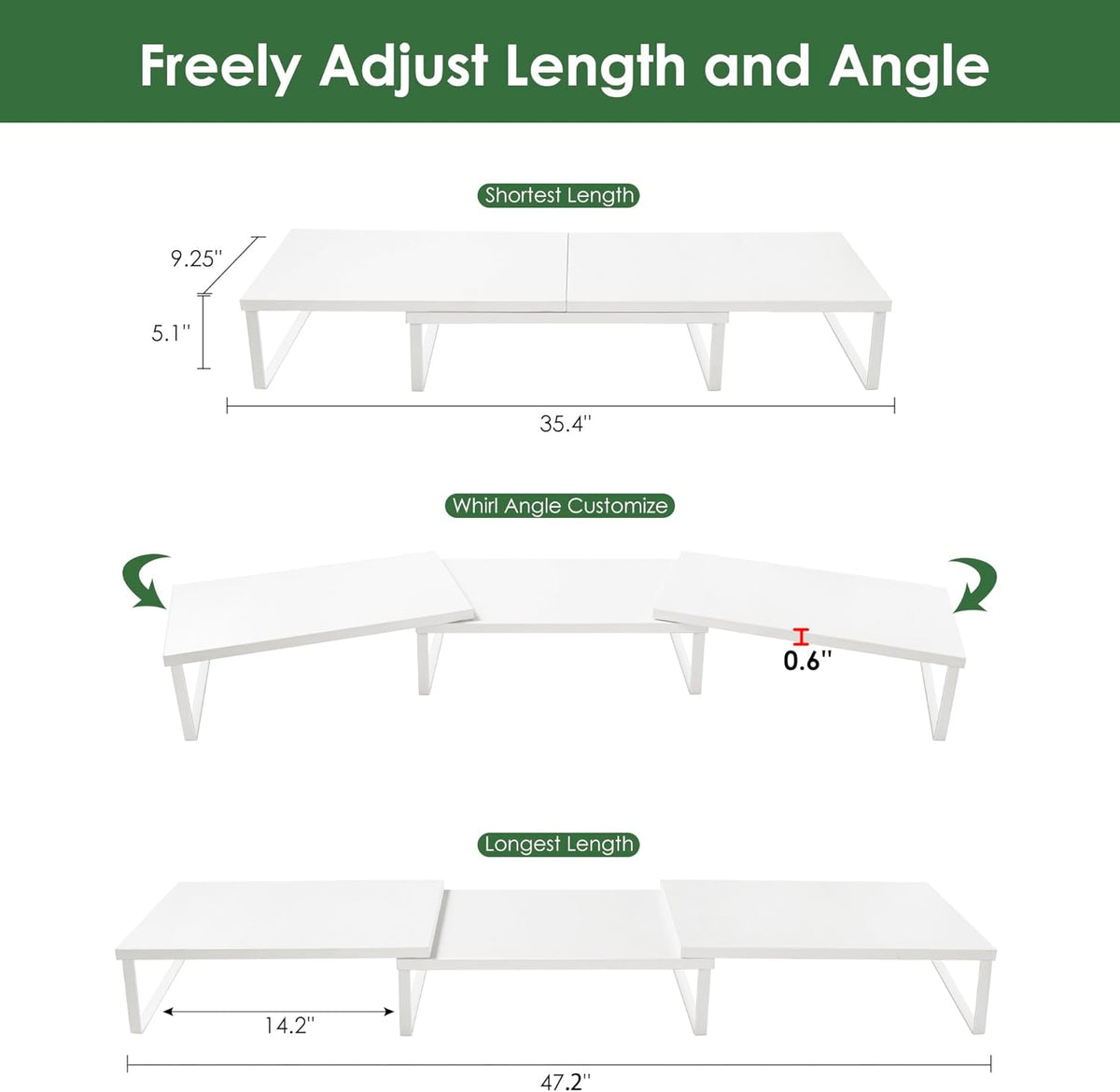 Dual Monitor Stand Riser with Drawer & Metal Leg, Large White Computer Monitor Riser with Storage for 2 Monitors
