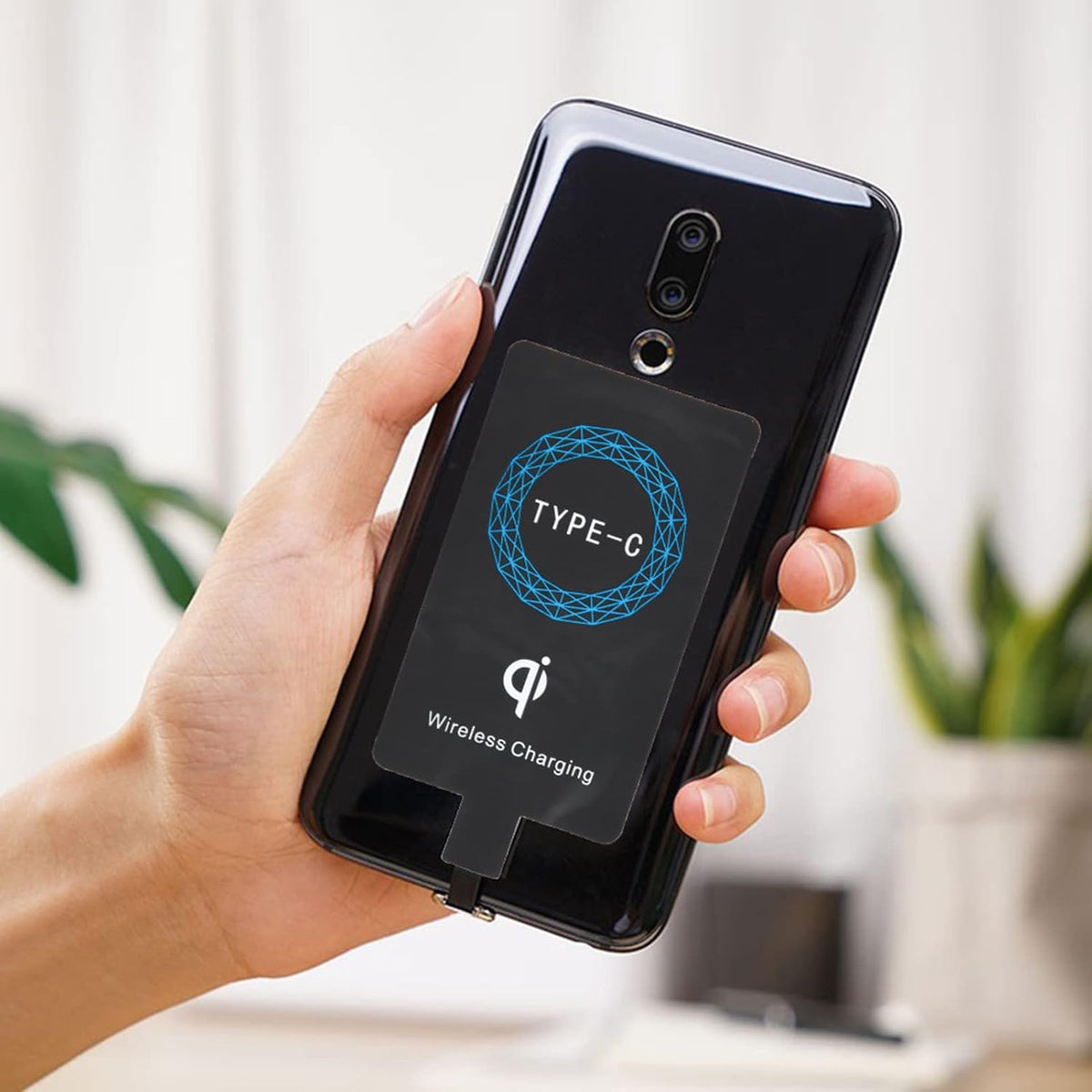 2PCS Type C Wireless Charging Receiver, Fast Self Adhesive Sticker Charger for Mobile Phone Android Device