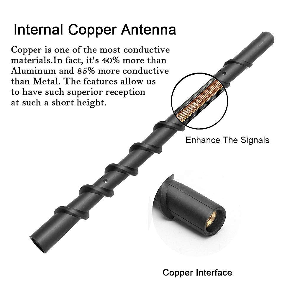 Car Wash Proof Antenna for Chevy Silverado and GMC Sierra Accessories (2009-2025) | 9 inch Spiral Direct Short Replacement Antenna (M7 Thread)