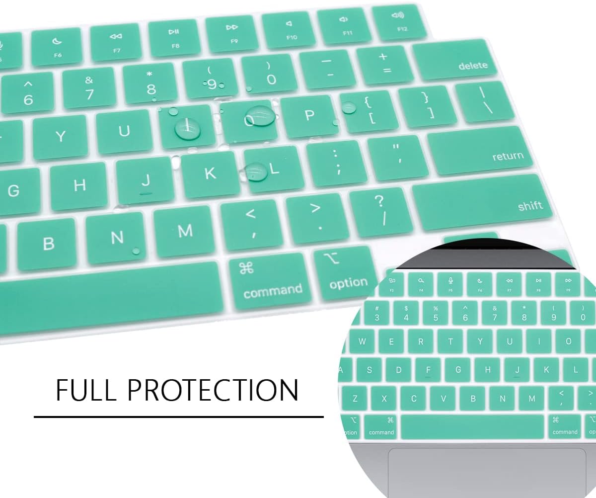 Stylish Keyboard Cover Silicone Protective Skin for MacBook Pro 14" 16" & Air 15" Clover Green