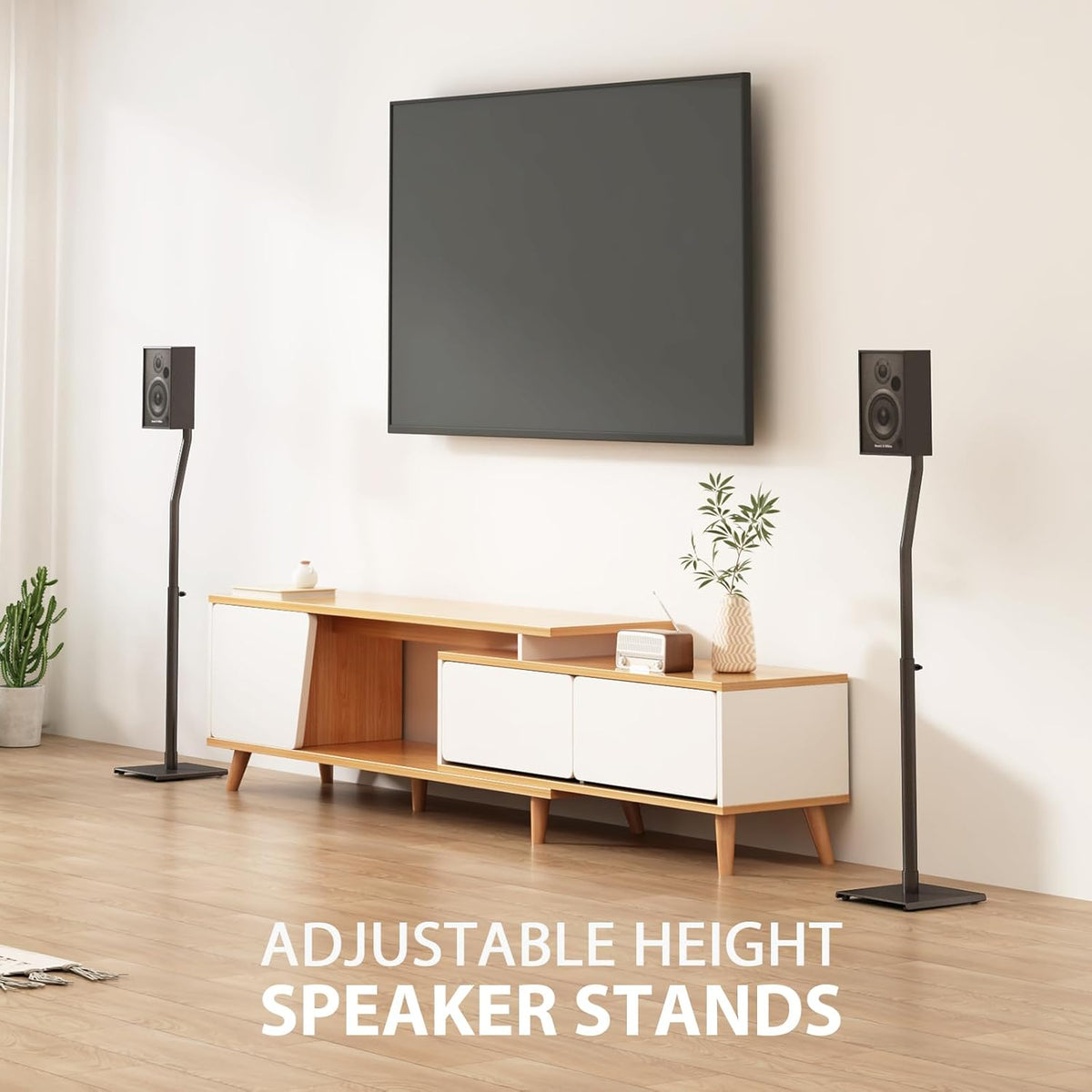 USX MOUNT Universal Speaker Stands, Height Adjustable Extend 30.0" to 39.1" for Satellite Speakers & Small Bookshelf Speakers up to 11 lbs Per Stand, 1 Pair Floor Stands for Sony Bose Polk JBL Yamaha