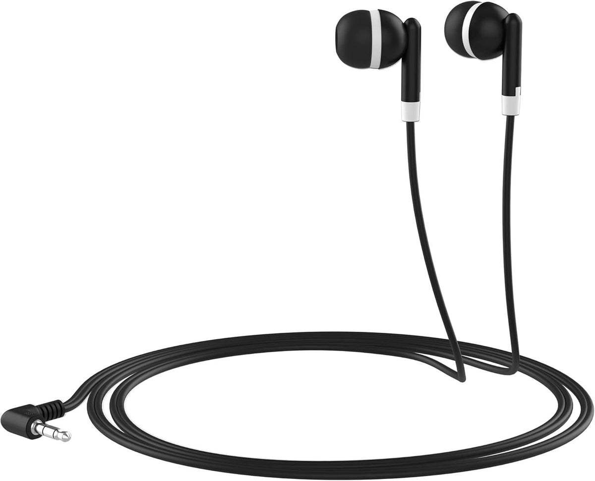 Maeline Bulk Earbuds, 100 Pack with 3.5 mm Headphone Plug - Black