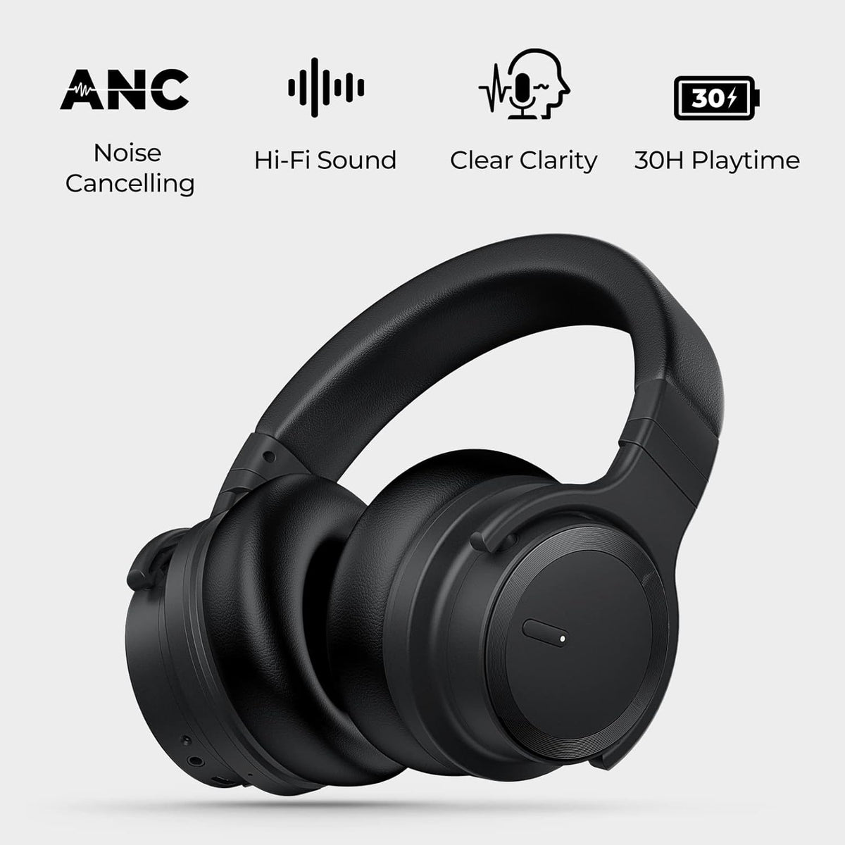 E7 Active Noise Cancelling Wireless Bluetooth Headphones with Rich Bass, Clear Calls, Bluetooth 5.0, 30 Hours Playtime,