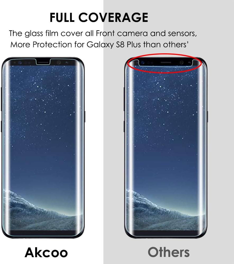 Galaxy S8 Plus Screen Protector [3 Pack], UV Tempered Glass, Edge to Edge Coverage, Full Screen Adhesive
