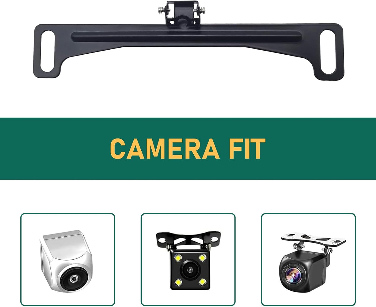 icykale 1 PC Car Rearview Camera License Plate Frame Bracket, Metal Structure Waterproof and Shockproof Camera