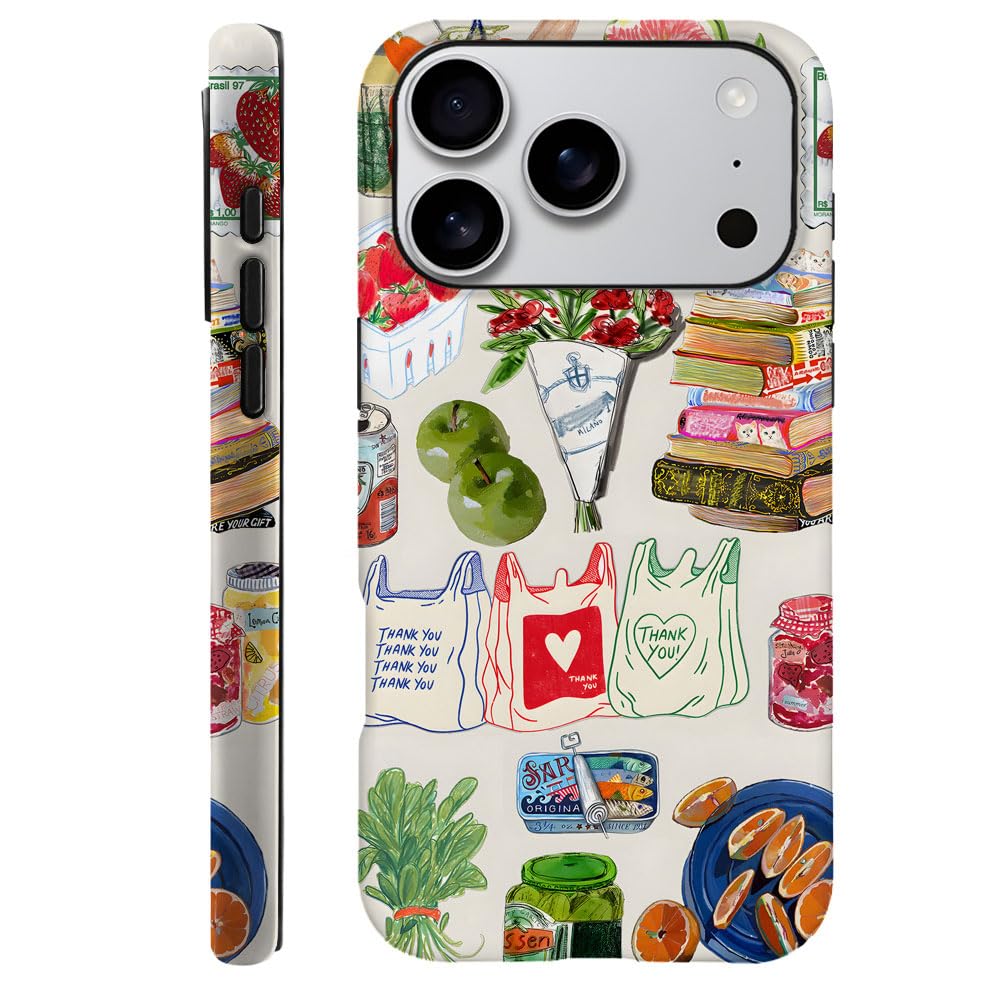Compatible With Iphone 17 Pro,Durable & Shockproof Phone Case Cover Design - Summer Vegetable Book Collage
