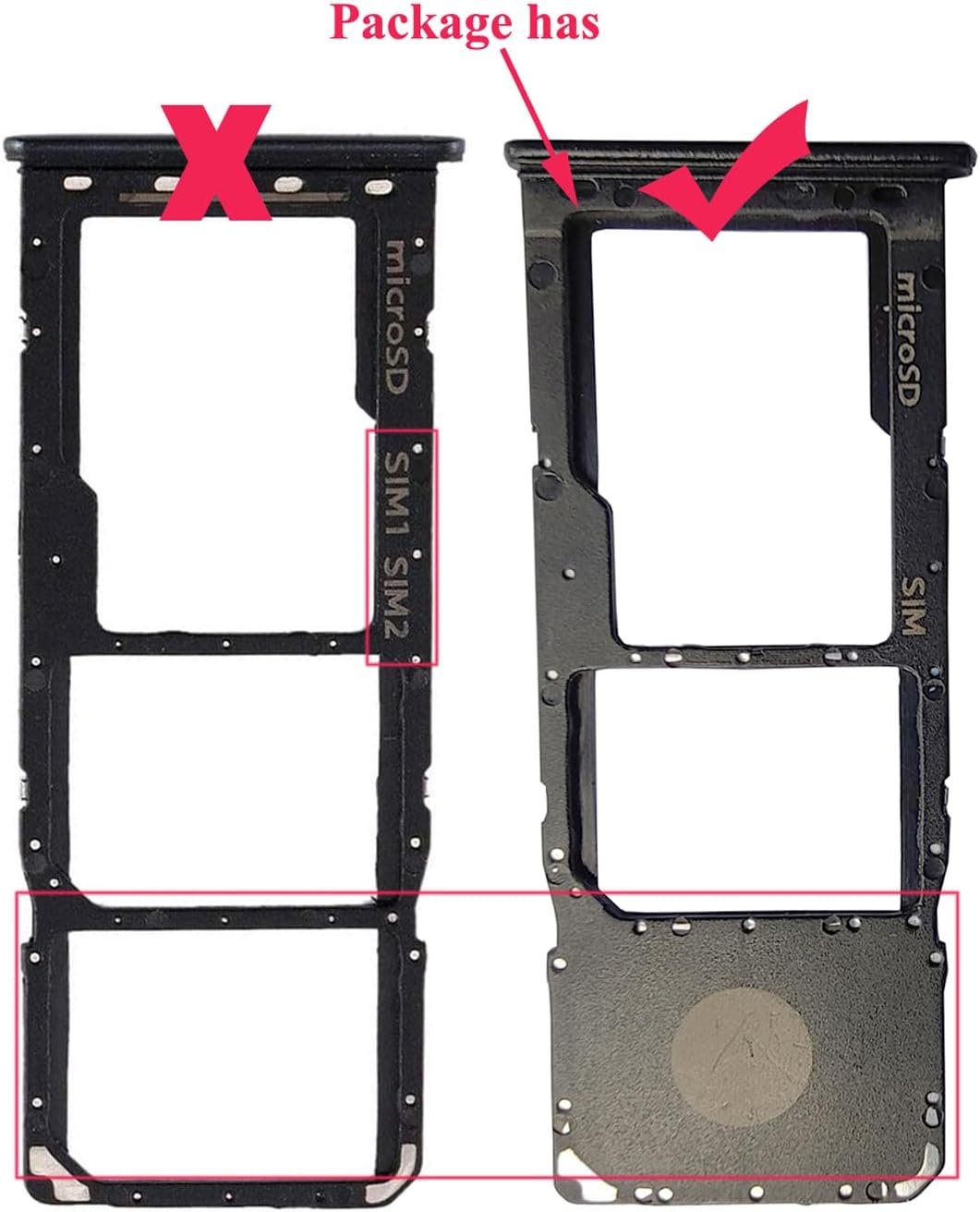 Single Sim Card Tray Holder for Galaxy A20 A30 A50 (Plastic, Black)