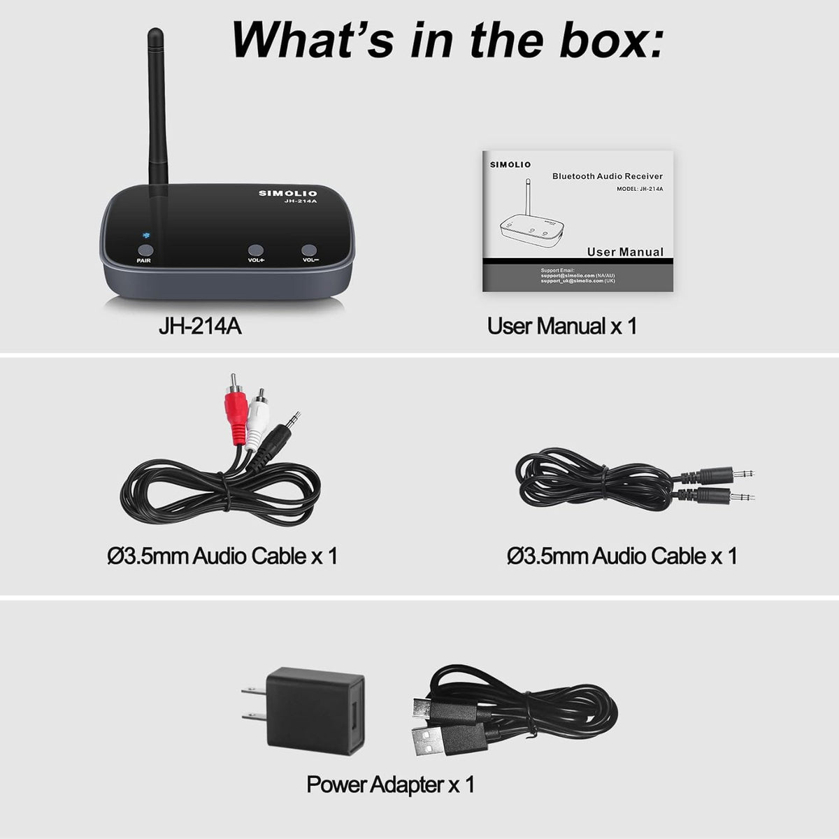 SIMOLIO Long Range Bluetooth Audio Adapter, HiFi Wireless Adapter for Home Stereo/Wired Speakers/Amplifier, Bluetooth