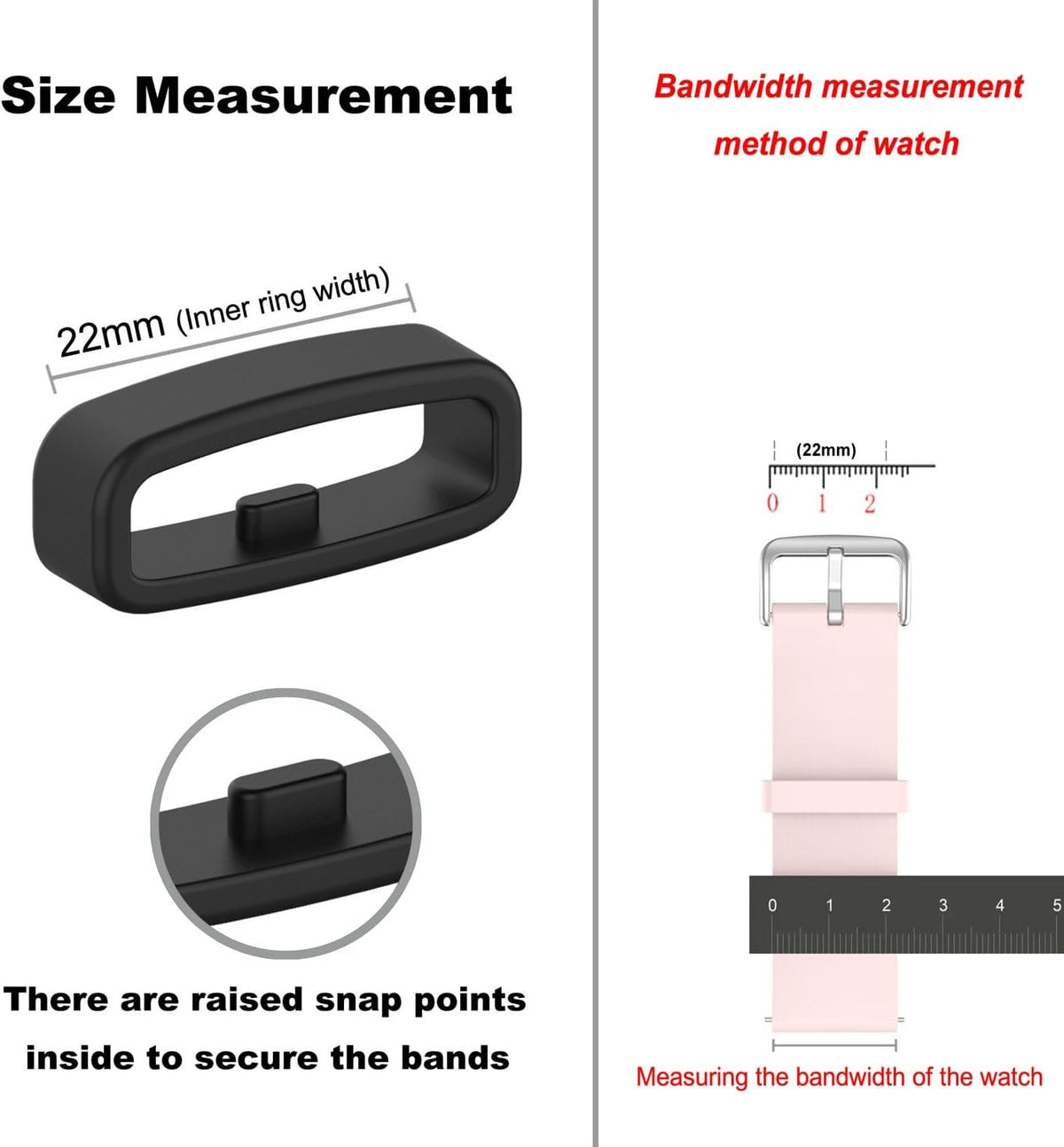 22MM Replacement Fastener Rings, 6 Pack Silicone Connector Security Loop Keepers for Garmin Fenix 5, 6, 7 Bands,