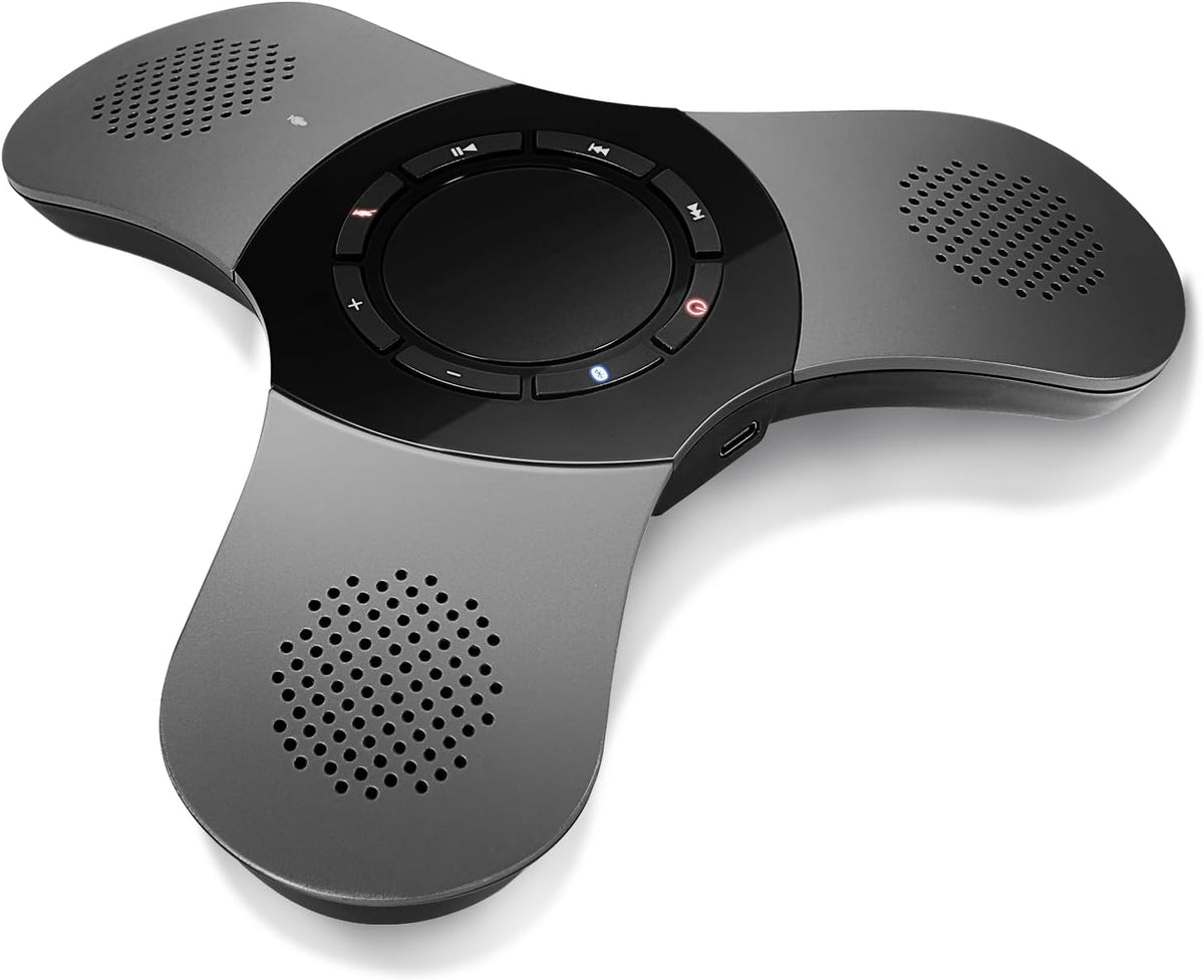 Conference Speaker with Microphone 360°Voice Pickup USB-C Speakerphone Home Office Compatible Skype/Teams/Zoom Noise Cancelling Omnidirectional Meeting Room Bluetooth Speaker with Mic for 10 People