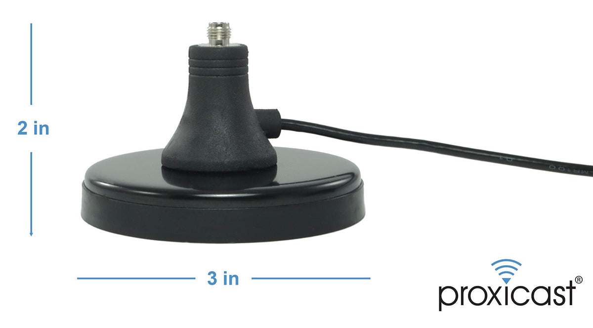 Proxicast Premium Extra Large 3-Inch Magnetic Antenna Base (SMA Jack/SMA Plug) - 6.5 Foot Coax Cable Lead - Mag Mount Stand for 4G / LTE Cellular