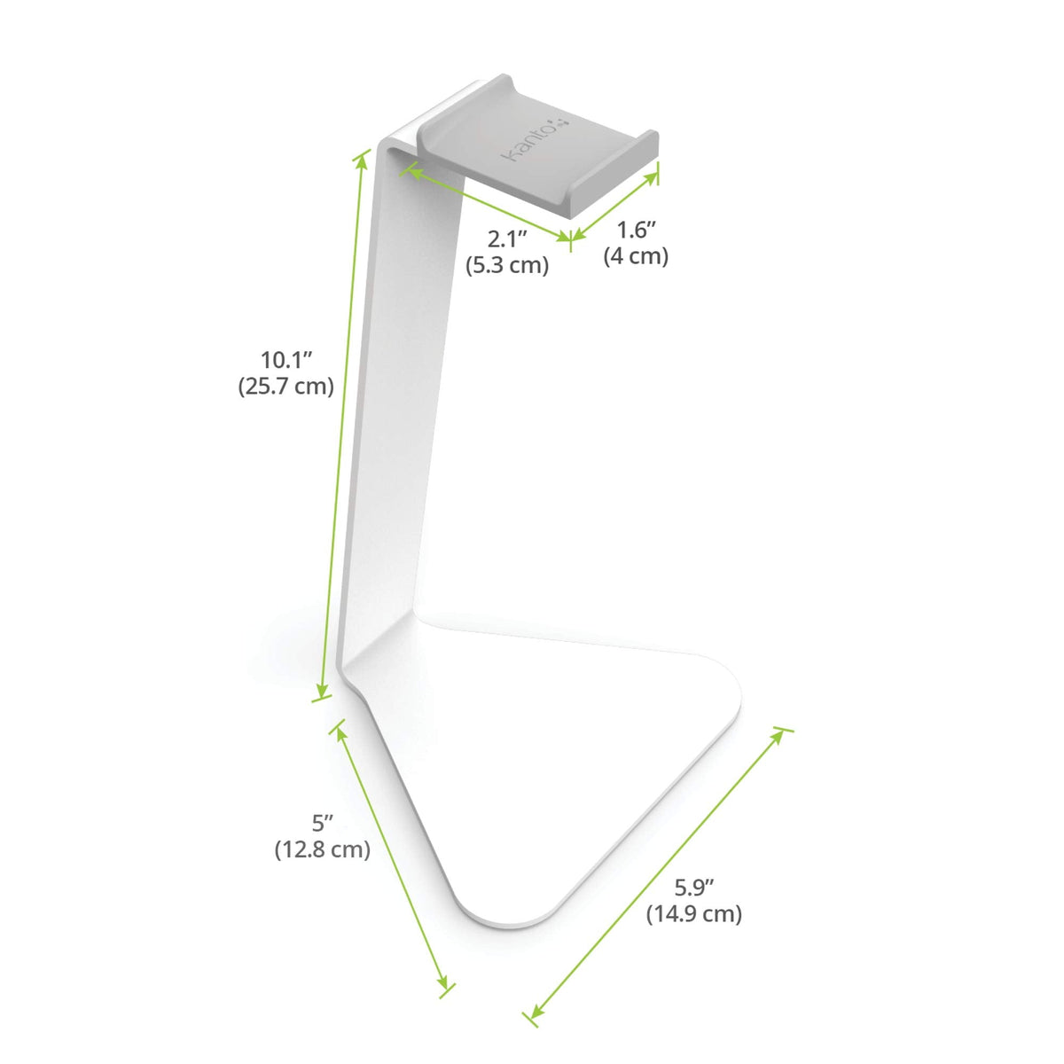 Kanto H1 Universal Headphone Stand - White - Solid Steel Construction - Curved Silicone Resting Surface