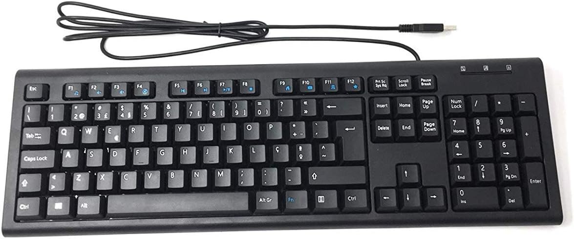 European Portuguese Language Keyboard | Black USB Wired for Windows