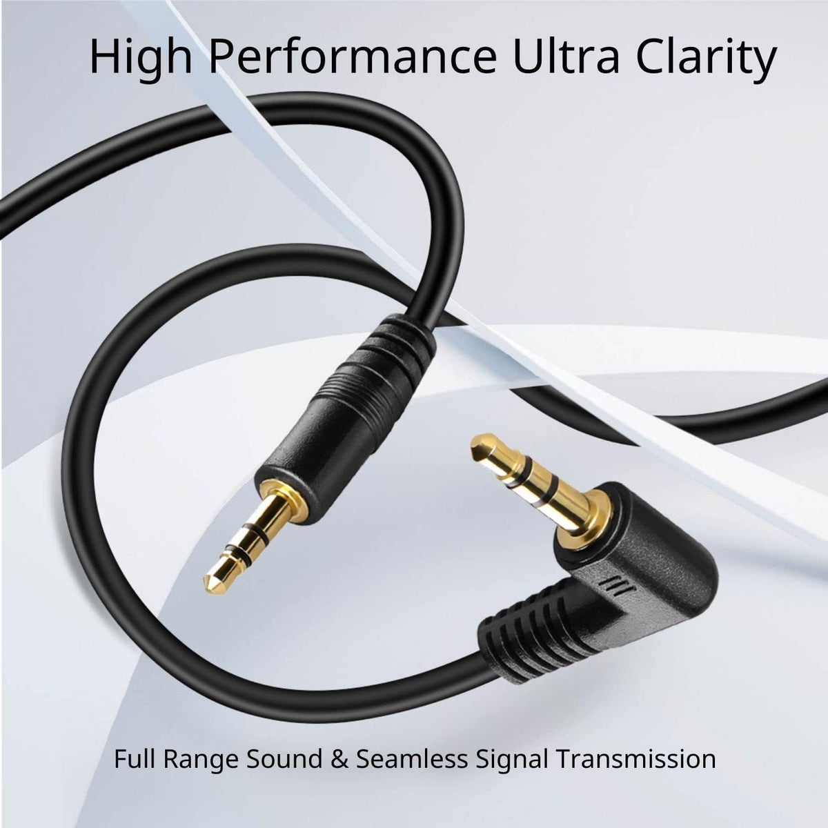 TNP Audio Cable 3.5mm Right Angle (15FT) Male to Male, Gold Plated AUX Adapter for Bose Sony Headphones, iPhone, iPod