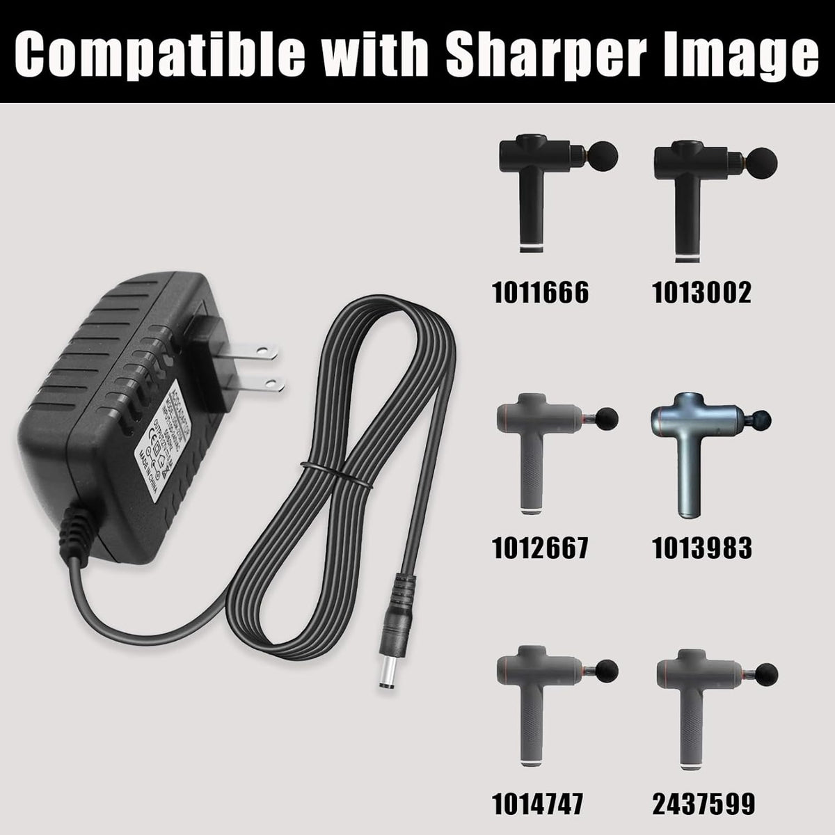 27V Charger Replacement for Sharper Image Massage Gun, DC Charging Cord Power Adapter for Deep Tissue