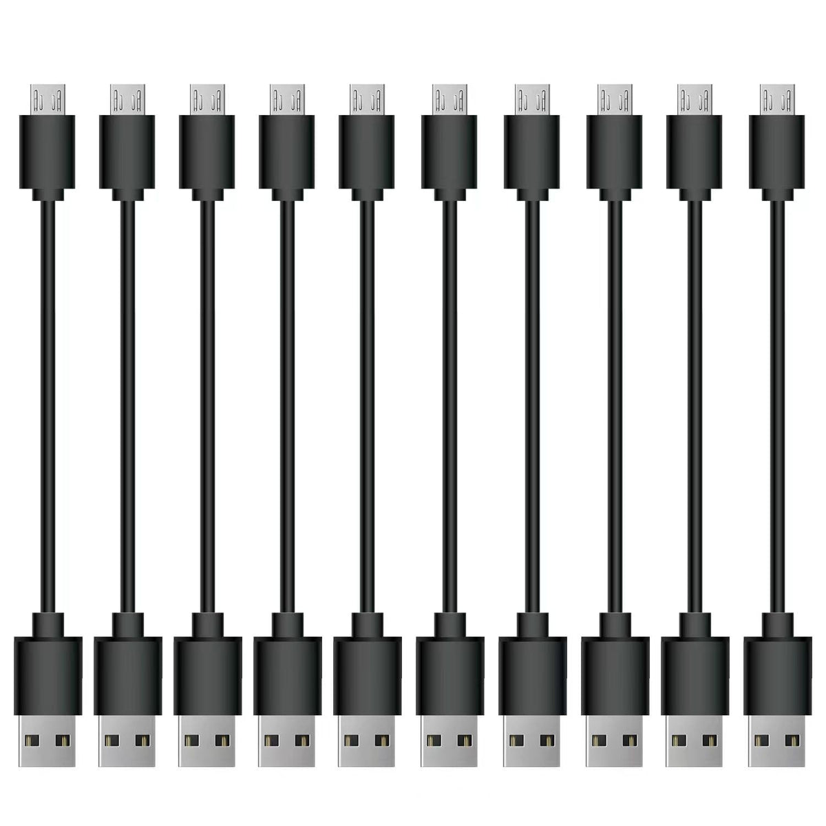 Short Micro USB Cable, 10 Pack 0.5FT USB 2.0 Cables in Black