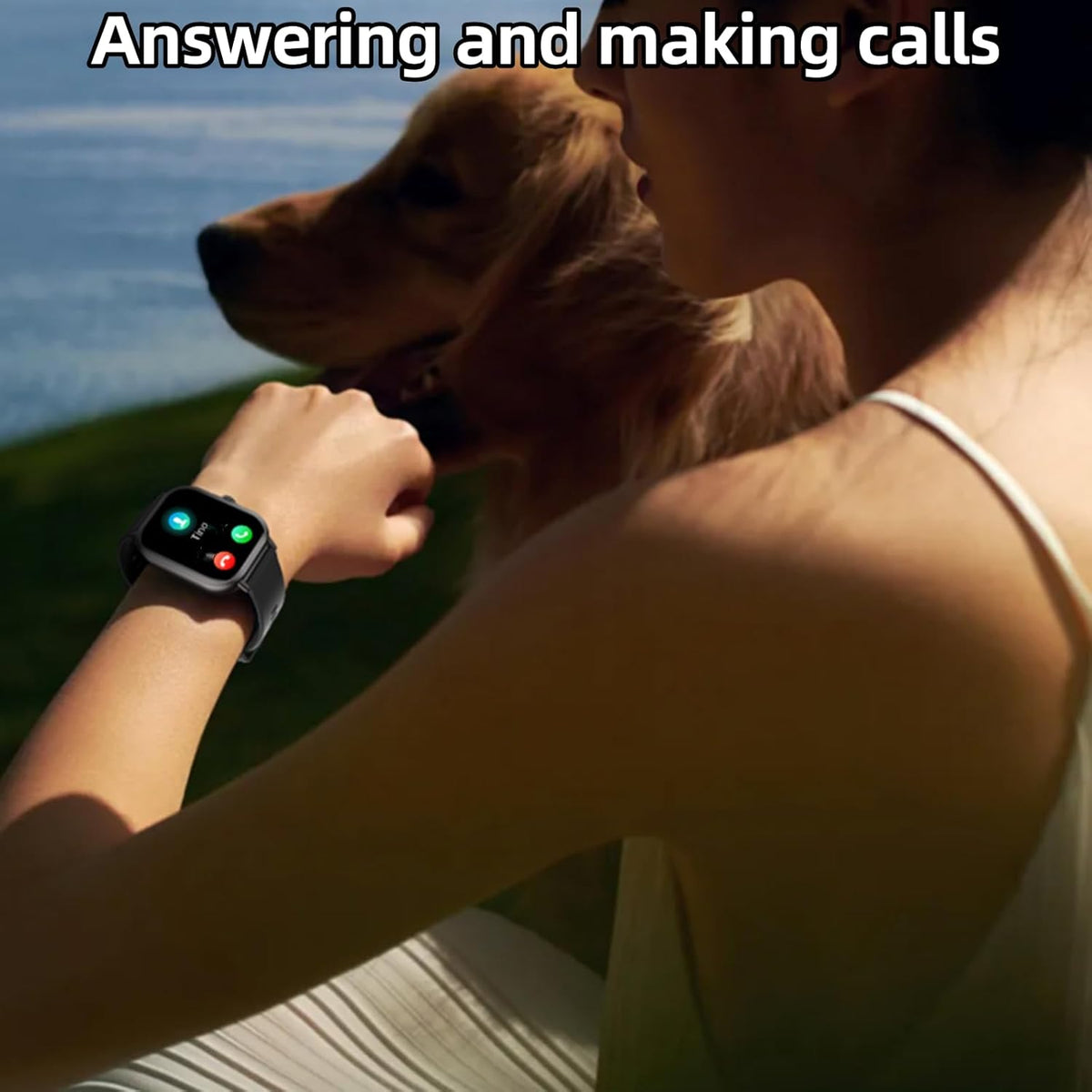 Smart Watch for Women Men, 2.01" Fitness Tracker with Heart Rate Monitor, IP67 Waterproof, Black for Android iOS Phones