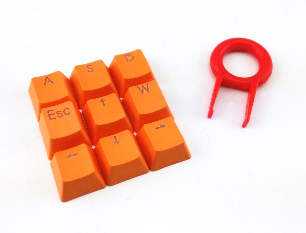 Honbay 9 Pack of Orange PBT Backlit Keycaps for Mechanical Keyboards with Red Puller