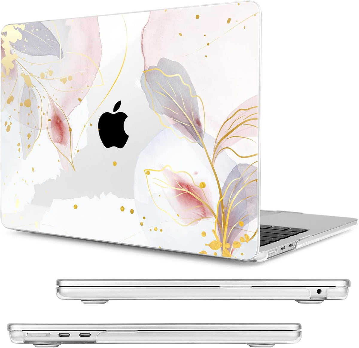 Compatible with MacBook Air 13.6 inch Case, M4 A3240/M3 A3113/M2 A2681 (Released 2025 to 2022), Hard Shell, Keyboard Cover, Screen Protector, Webcam Cover & Type-C Adapter, Vector Flower