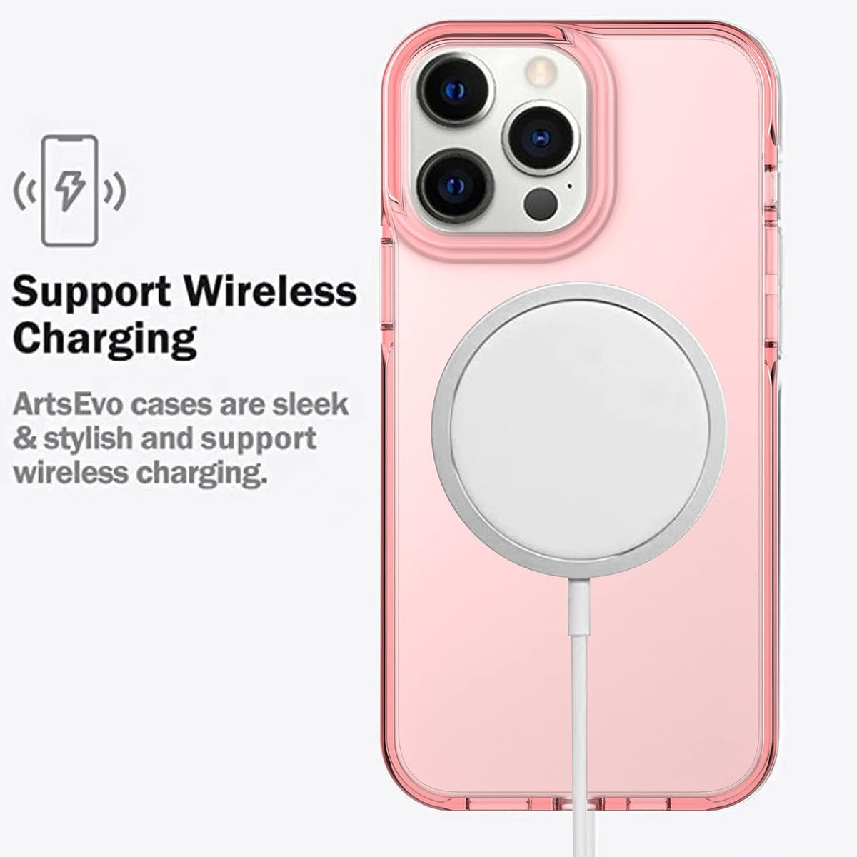 ArtsEvo Designed Case for iPhone 14 Pro Max, 6.6ft Drop Protection, Full Body Screen Camera Protective Case, Pink