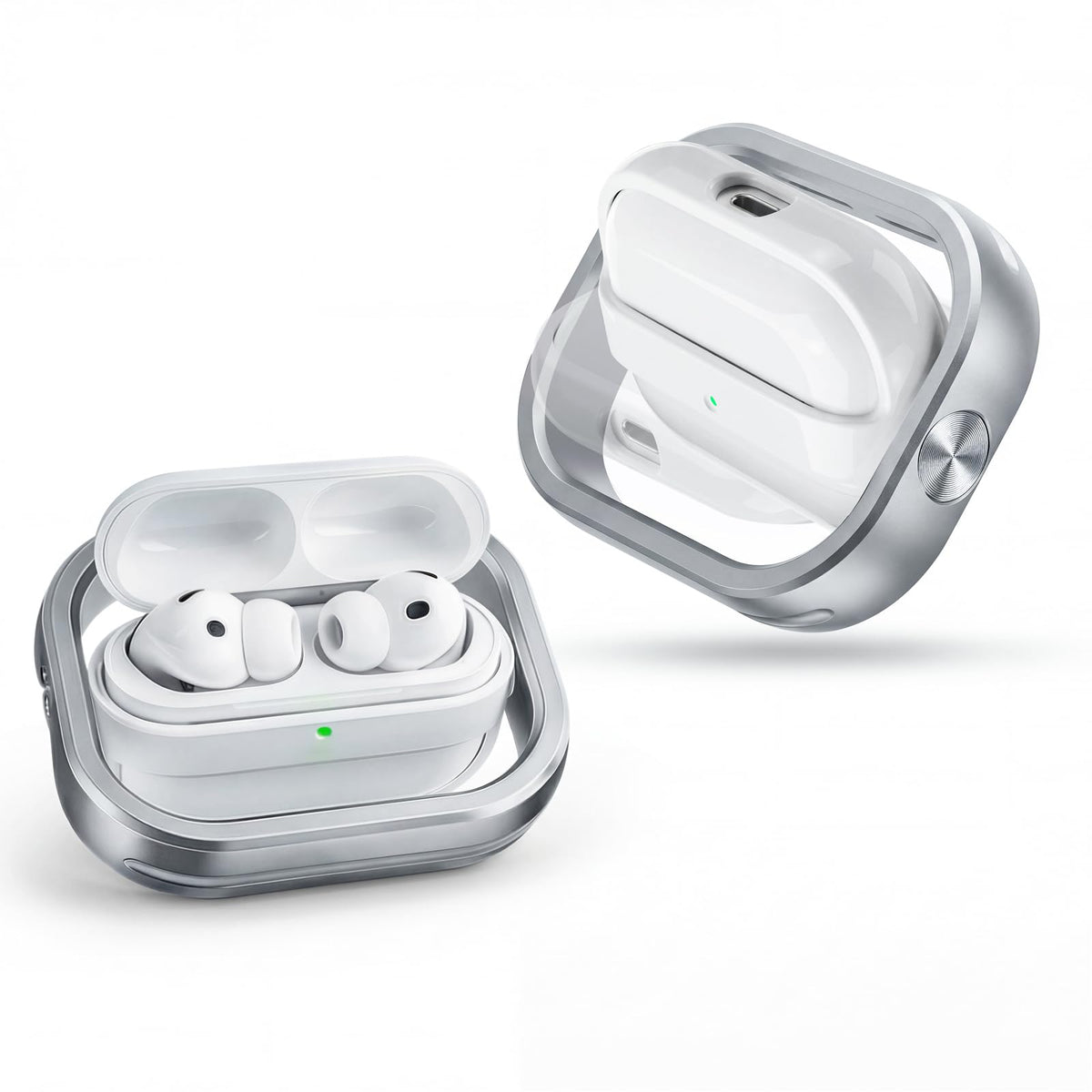 WISSJA for AirPods Pro 3 Case, All-Metal Rotating Case, Aluminum Alloy Fidget Stress-Relief Protective Cover, 360° Fingertip Rotation, Hollow-Out Heat