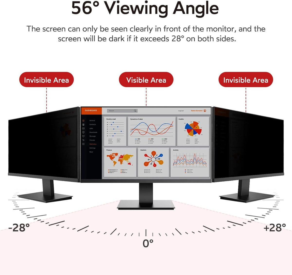 BERSEM 28 Inch Monitor Computer Privacy Screen Filter for 16:9 Ratio Removable Monitor Anti-Glare & Privacy Filters for 28 Inch, Anti Blue Light, Anti-Spy, Anti-Scratch, UV-Blocking