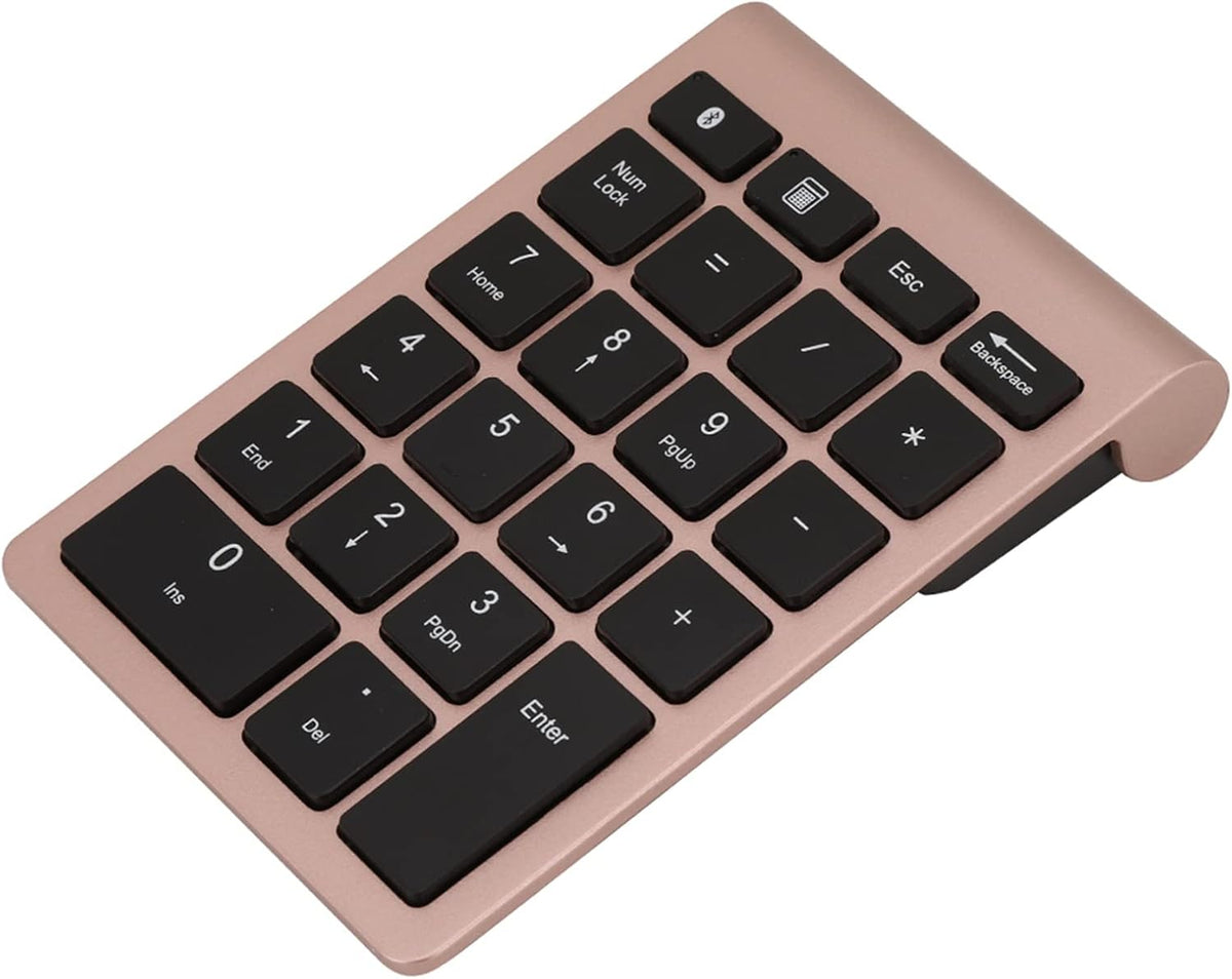 22 Keys Numeric Keypad, Portable Wireless Mini Keyboard Compatible with Bluetooth 5.0 for Laptop/Desktop (Rose Gold)