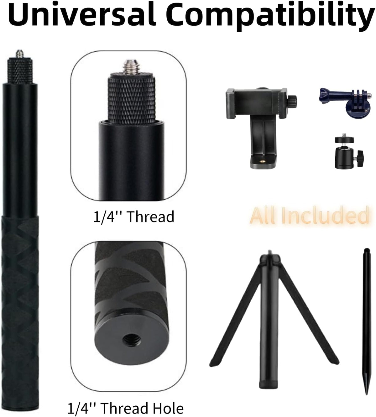 Golf Tripod and Monopod Selfie Stick with Ground Spike Stake, Golf Swing Analyzer Phone Holder, Phone Tripod for Golf