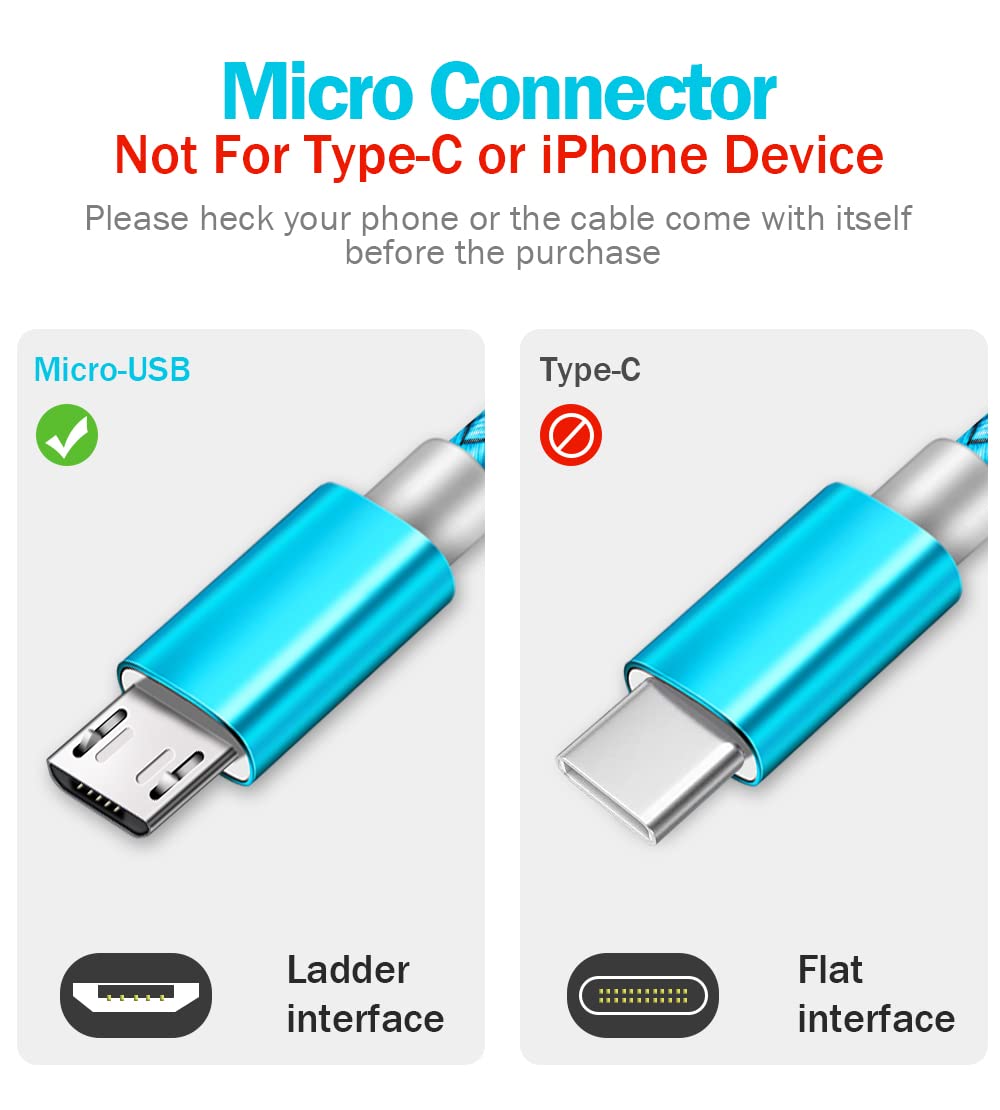 2pack 3.5ft Micro USB Cable Android Fast Charger Power Cord for Samsung S7/S6, Note 5/4, Galaxy J7/J3, Kindle Tablets